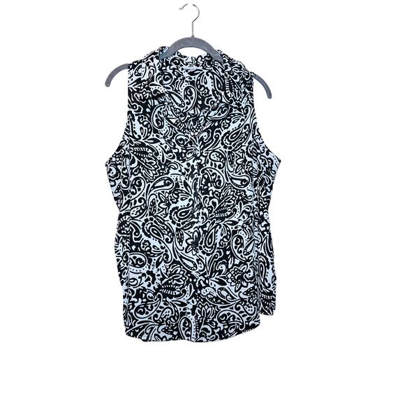 FLORAL & IVY XL SHEER LIGHTWEIGHT XL BUTTON UP COLLARED BLOUSE. SLEEVELESS - Picture 1 of 3